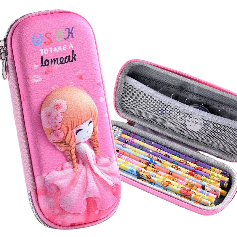 ready to ship lovely 3d cartoon pattern big capacity pencil holder pencil box for girls