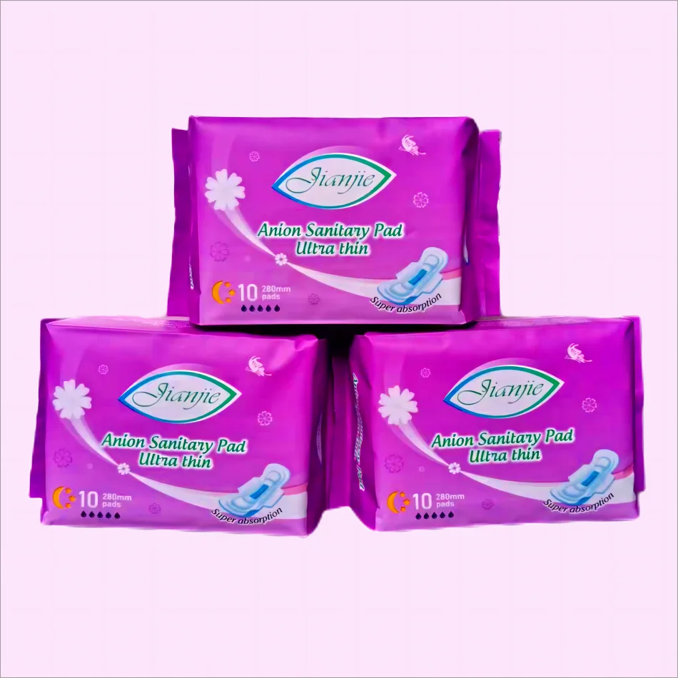 Jianjie 280mm anion sanitary pads wholesale ultra thin super absorption sanitary napkins for ladies