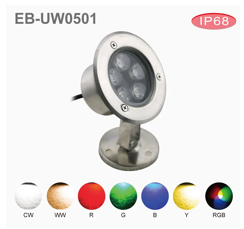Warm White Single Color 5W DC Waterproof Bright led Underwater pond pool Lights