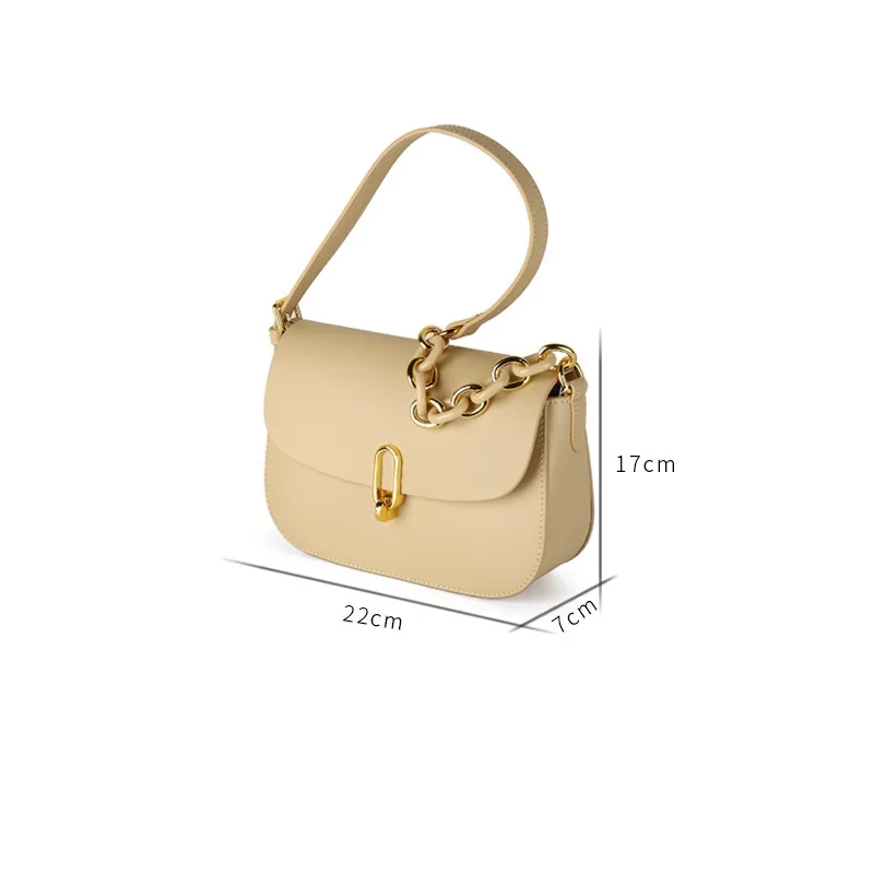 Handbag Woman Spring 2022 New Fashion Simple Leather Saddle Lock Buckle Single Shoulder Slant Bag for Women GENUINE Leather