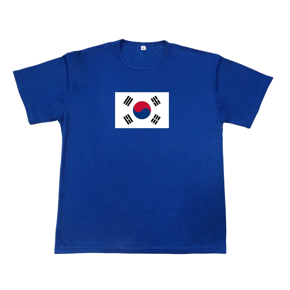 Sublimation New Design Luxury Quality 100% Cotton Round Neck South Korea Country Flag Print T-shirts