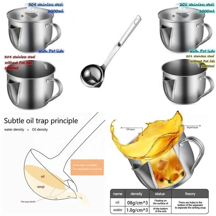 New separating oil spoon oil filter stainless steel soup ladle kitchen accessories soup ladle