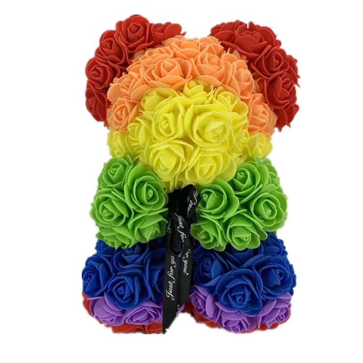 Wholesale Artificial 25cm Foam Teddy Rose Bear Including Gift Box for Valentines Days