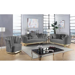 DongGuan Factory Chainiti Wholesaler Furniture Luxury Modern  Living room Sofa Set With Gold Stainless
