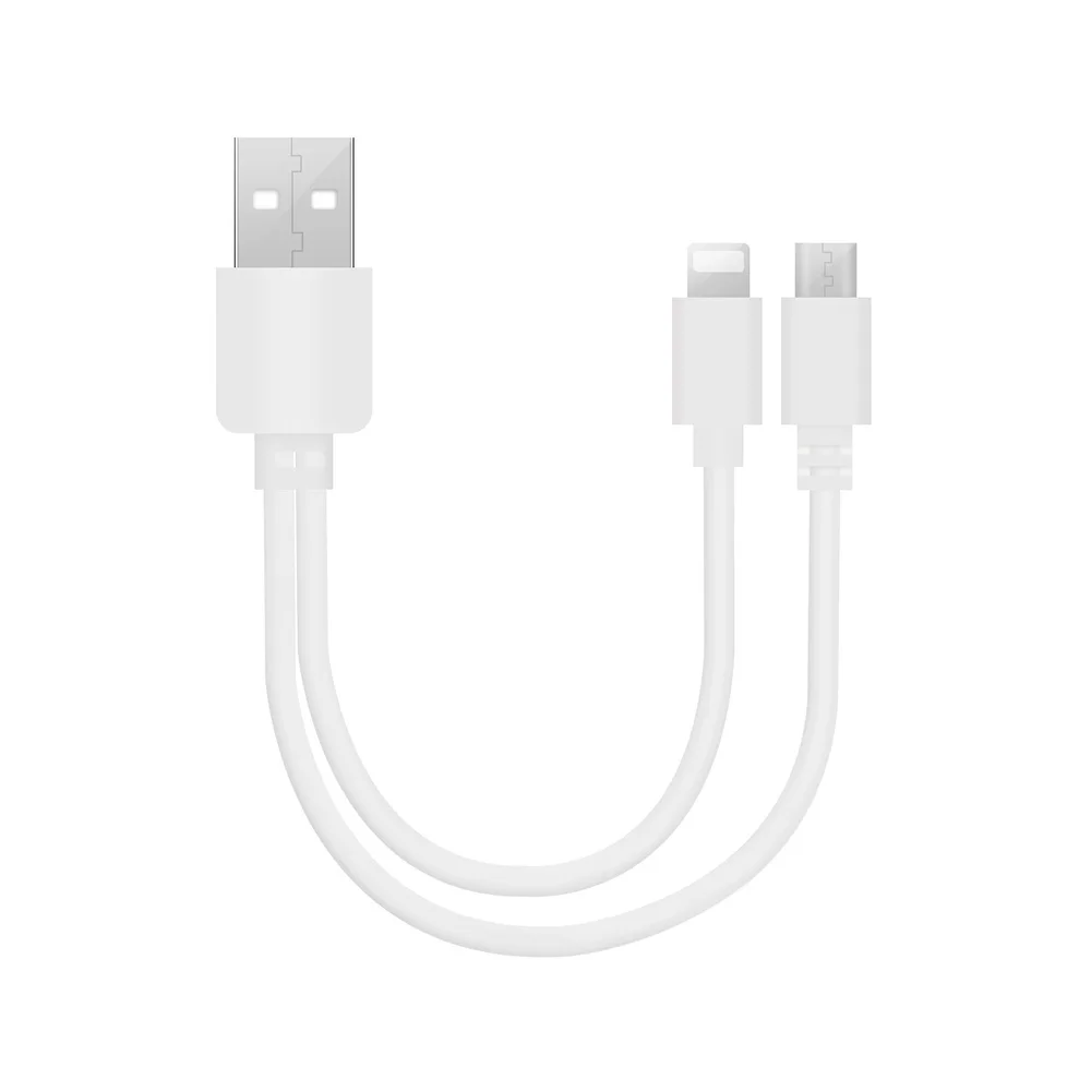 2 в 1 короткий USB-кабель тип А штекер к освещению и кабель micro USB 15 см нейлоновый Плетеный 3A Быстрый зарядный кабель Android для iPhone