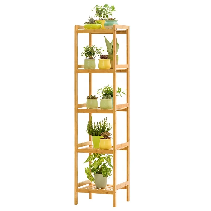 Factory Spot Wholesale Bamboo Balcony Living Room Succulent Flower Pot Rack
