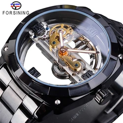 Forsining Watch GMT1165 Men Transparent Design Mechanical Silver Gear Skeleton stainless steel automatic watches men