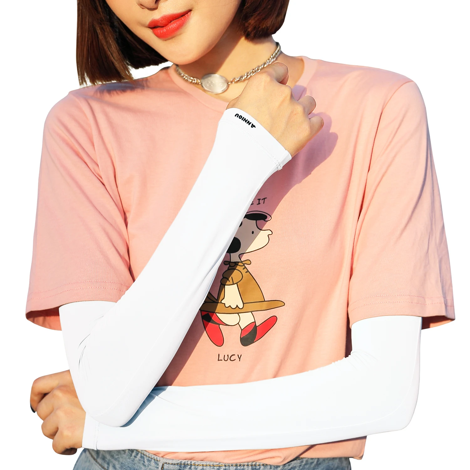 
Sidiou Group Women Ice Silk Arm Sleeves For Outdoor Breathable Cooling Arm Sleeves Sun Protection UV Arm Sleeve 