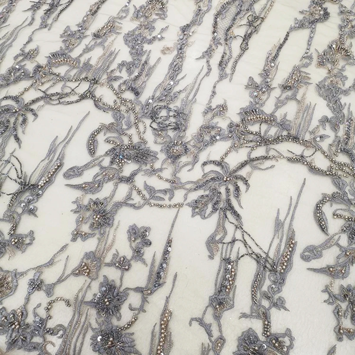 Высококачественный персиковый Свадебный текстиль, вышитая бисером сетка, кружево, французское вечернее Тюлевое платье ручной работы с кристаллами и блестками