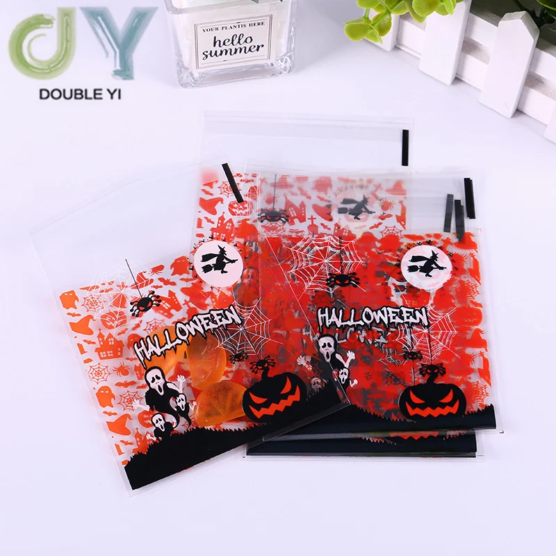 Halloween Cellophane Treat Bags Self Adhesive Clear Cookie and Candy Bags for Halloween Party Favors Supplies