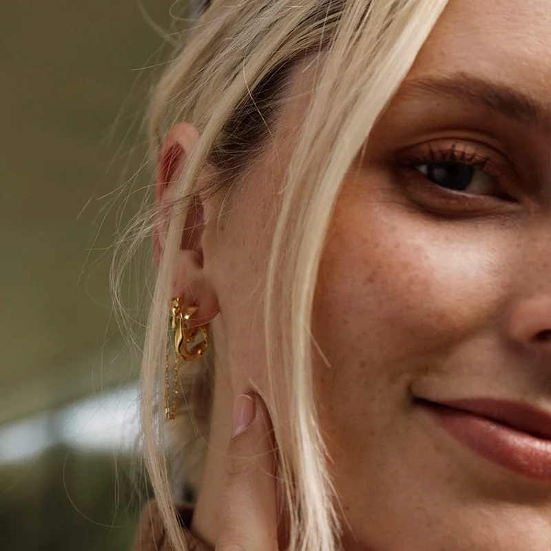 Milskye handmade 925 sterling silver Irregular flow twisted weave studs hoop earrings