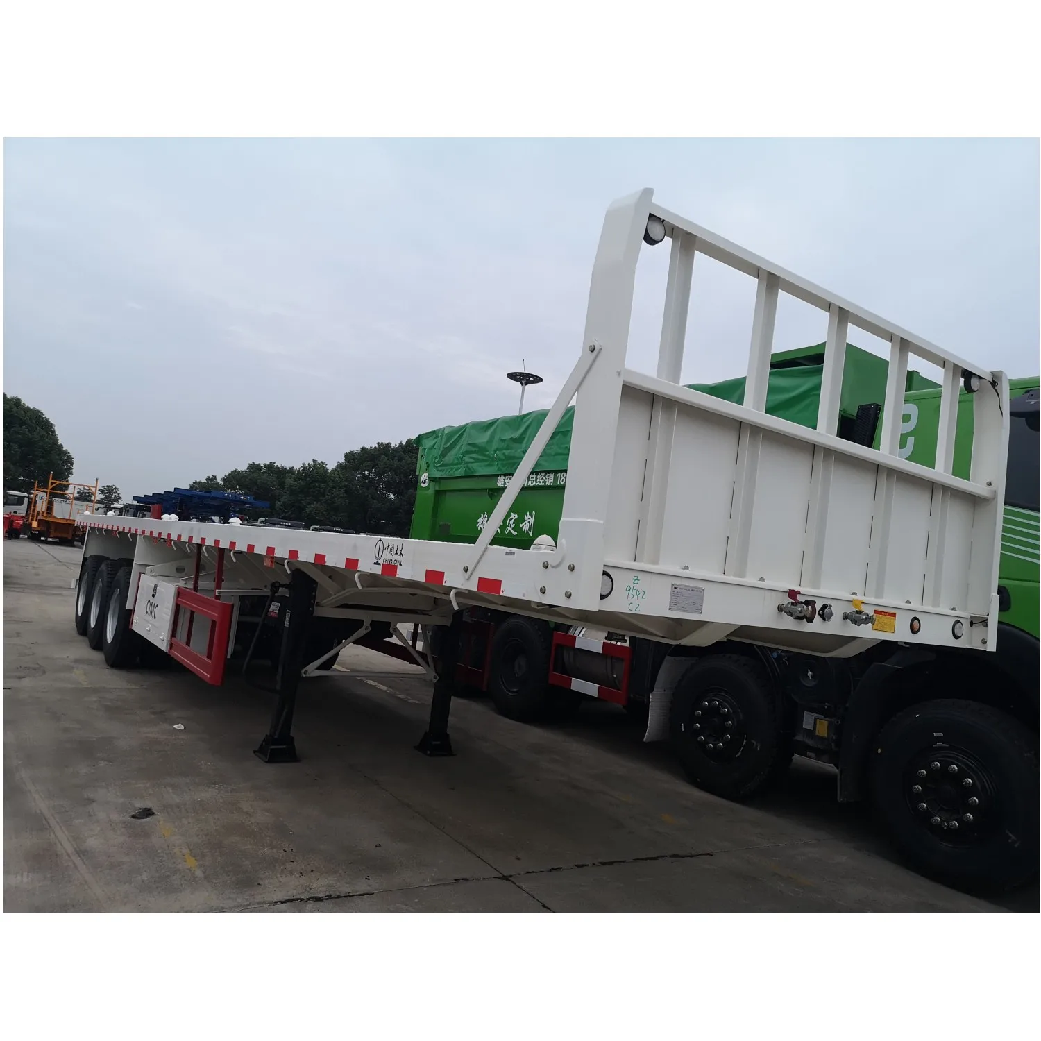 3 axles 60 ton 40ft trailer container truck flat bed trailers flatbed trailer for sale