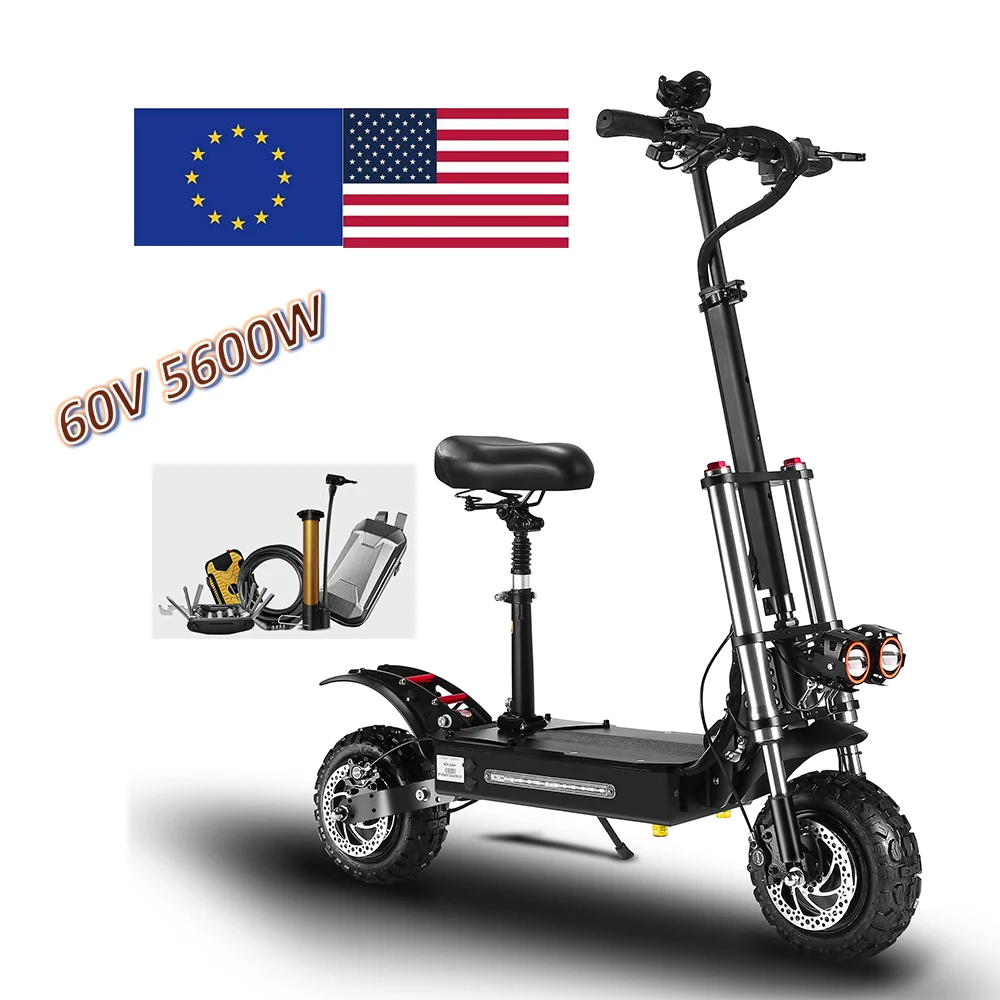 Eu Warehouse 5600W 6000W Speed Folding Dual Motor Electric Scooter Adult
