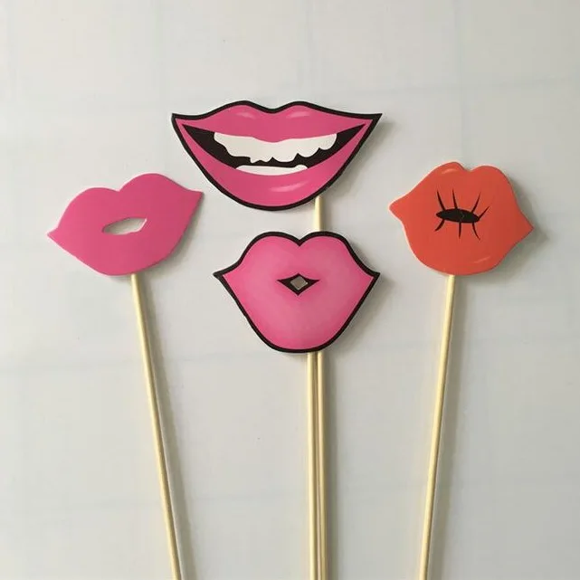 22PCS/Set Glitter Wedding Photo Props Bottle Mask Lipstick Beard Glasses Bridal Party Supplies