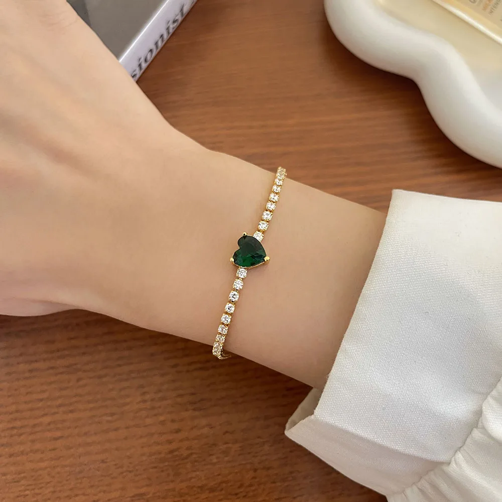 Fashion bracelets artificial diamond Heart charms gold plated bracelet