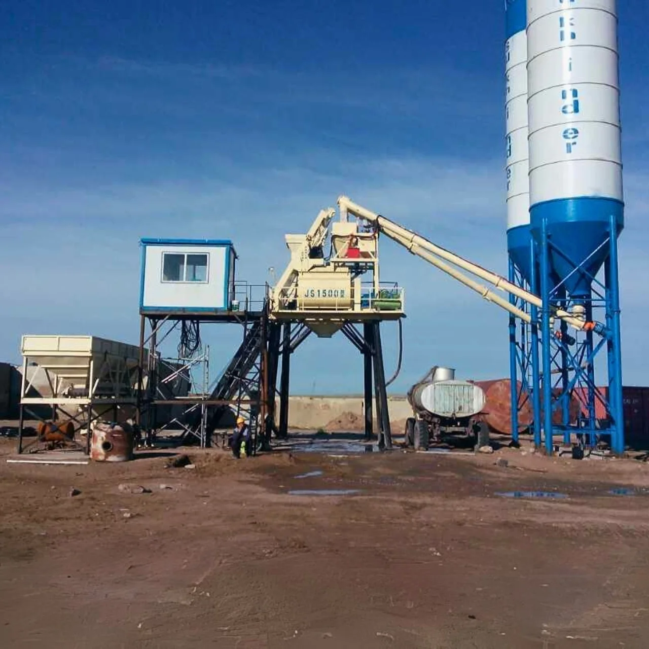 100m3/h Ready mix concrete plant big capacity concrete batching plant cement skip type concrete mixing plant full automatic