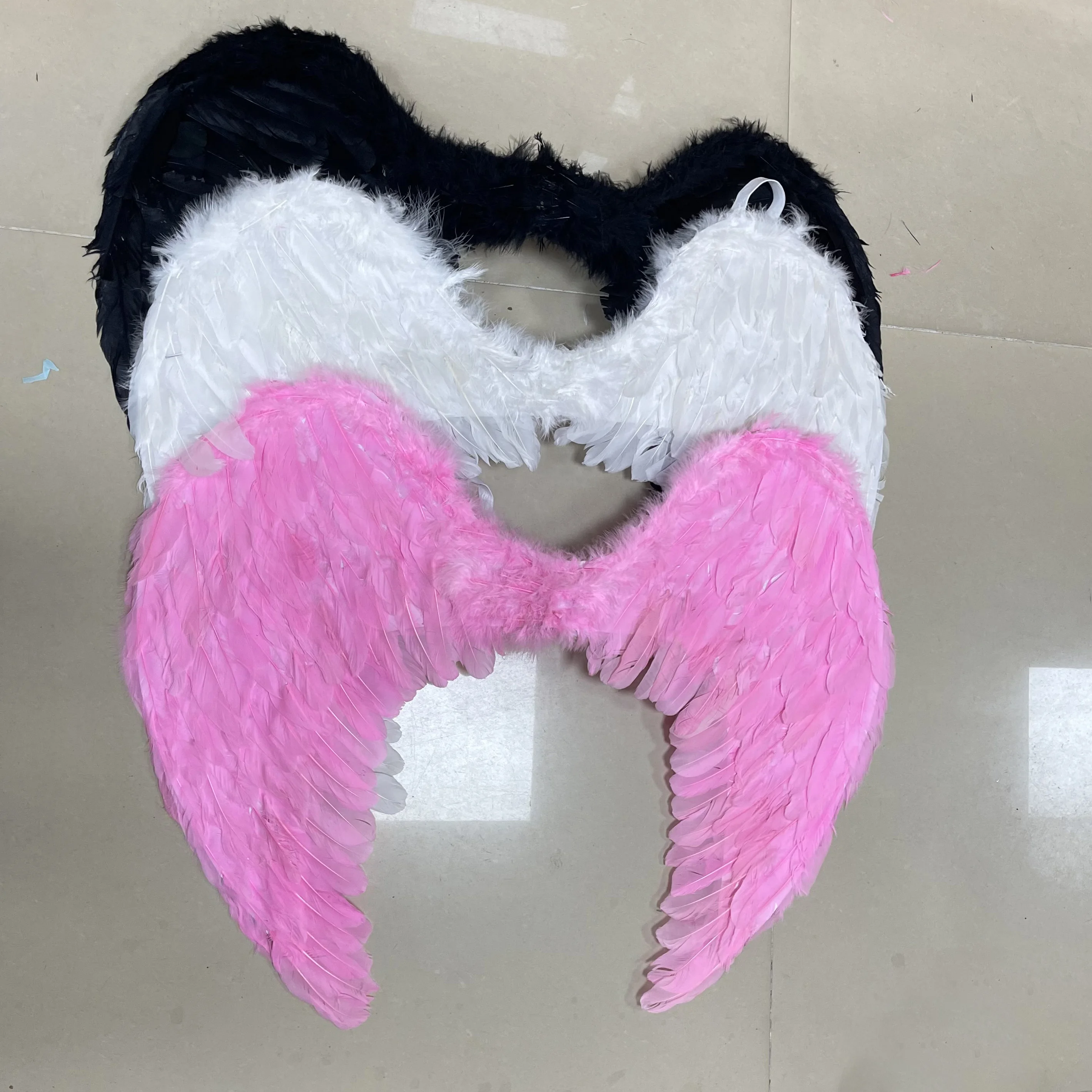 Custom Carnival White Red Black Large Angel Fairy Feather Wings for Halloween Fancy Dress Costume Accessory