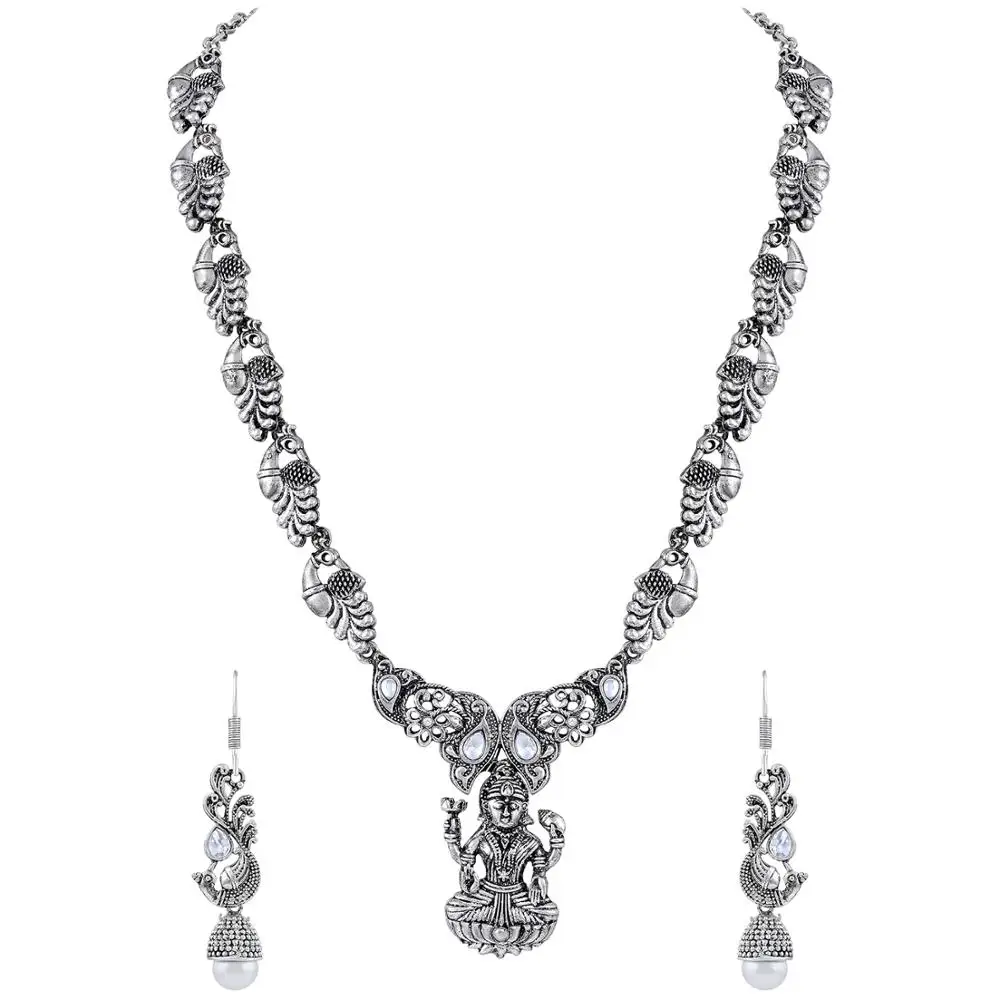 
Wholesale Indian Asmitta Fancy Elephant Design oxidised Silver Plated Matinee Style Necklace Set For Women 