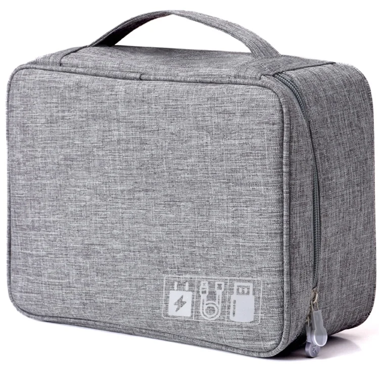 
Waterproof Canvas Fabric Electronics Accessories Travel Organizer Gadget Bag 