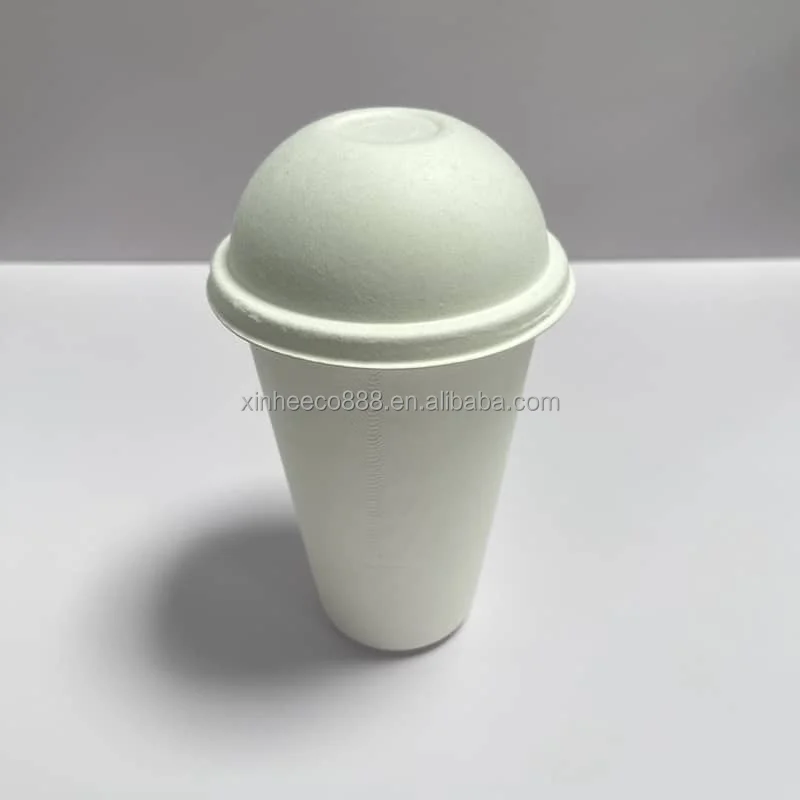 Ok Compost coffe cup Disposable Sugarcane Cup with 6OZ 8OZ 12OZ 16OZ Bagasse Pulp Biodegradable Hot Drink Cup with 80mm 90mm Lid