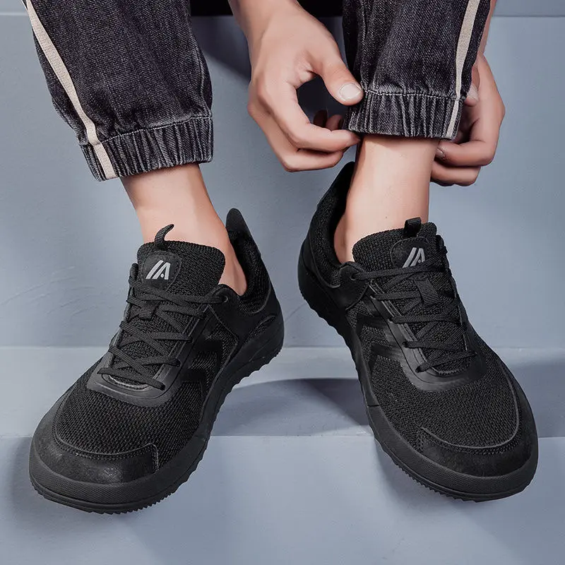 Wide Toe Box Walking Shoes Cushion Zero Drop Thick Sole Flats Chunky Sneakers