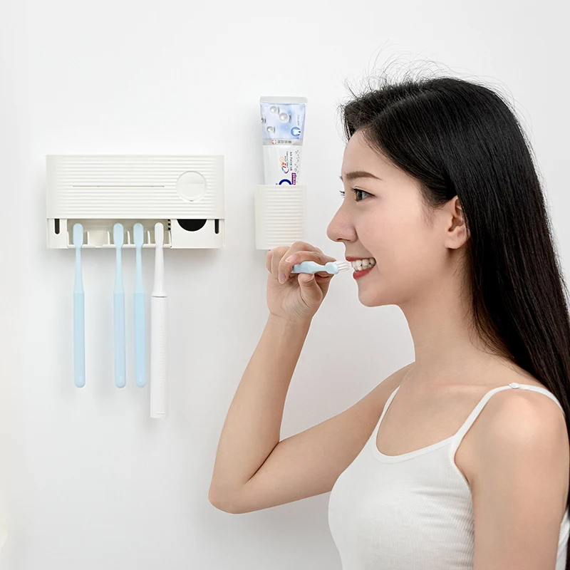 Rechargeable wall mounted uv sterilazation toothbrush toothpaste holder