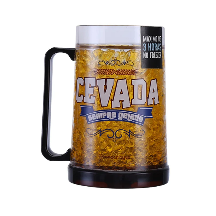 promotional gift 16oz reusable plastic gel frosty freezer slushy beer coffee ice cups maker glass