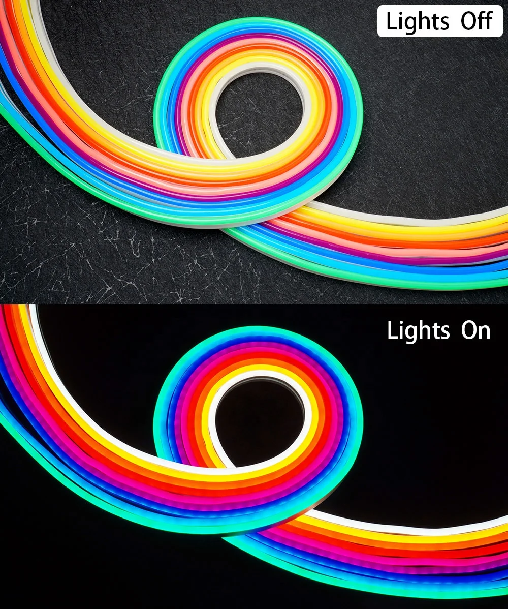 5V WS2812B LED Neon Strip Light 5050 Wifi Bluetooth-compatible Remote Control RGB Dream Color Flex Silicone Tube Lights Dimmable