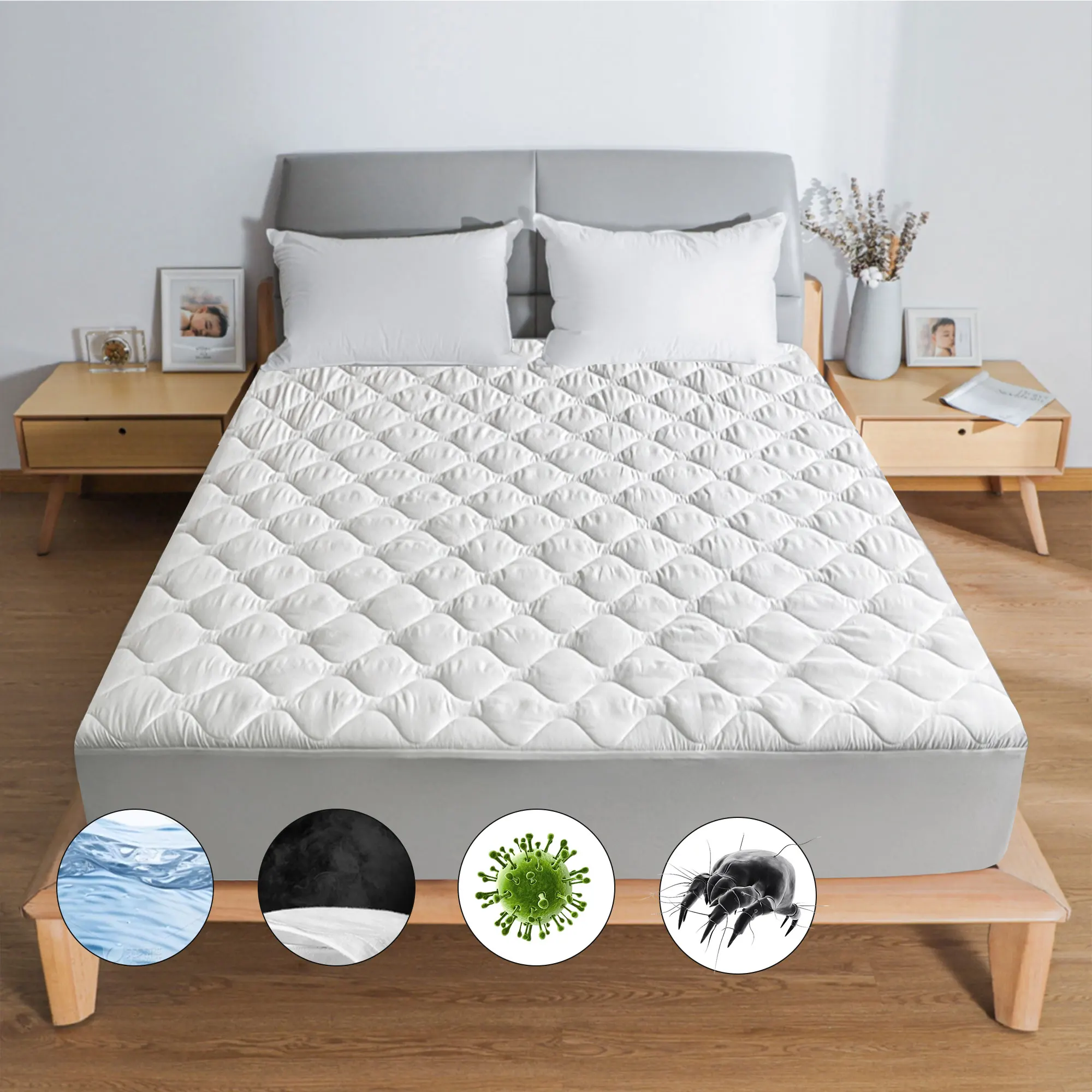 Five Star Hotel Mattress Protective Cover Waterproof Single Mattress Protector Premium Rayon Quilted Mattress Protector