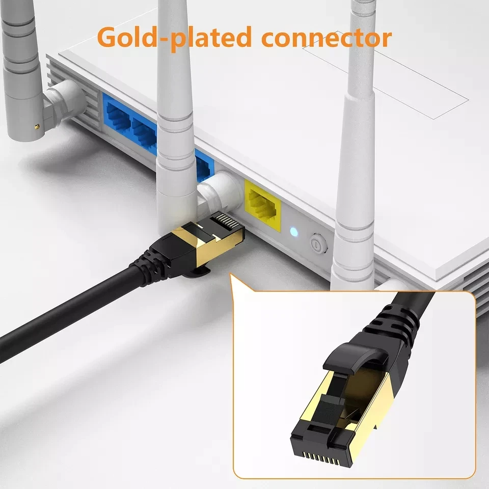 High Speed Network Internet Cable 3M 40Gbps Male-Male Factory Manufacture Cat8 Flat cable Lan Cable RG45 8P8C 0.5M~30M Cat 8