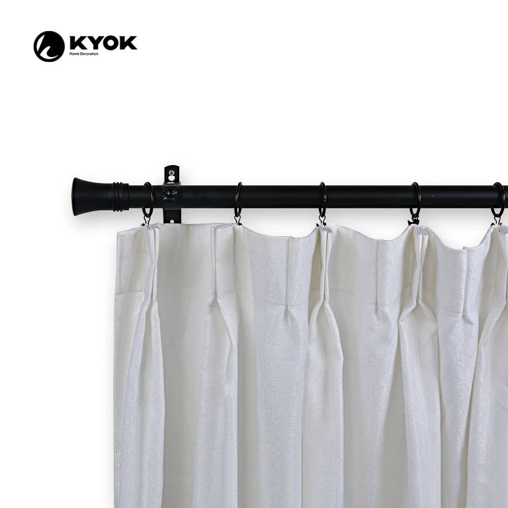 European and American Style Metal Curtain Rod and Accessories Column Shape Curtain Finials  Black Surface Treatment Curtain Pipe