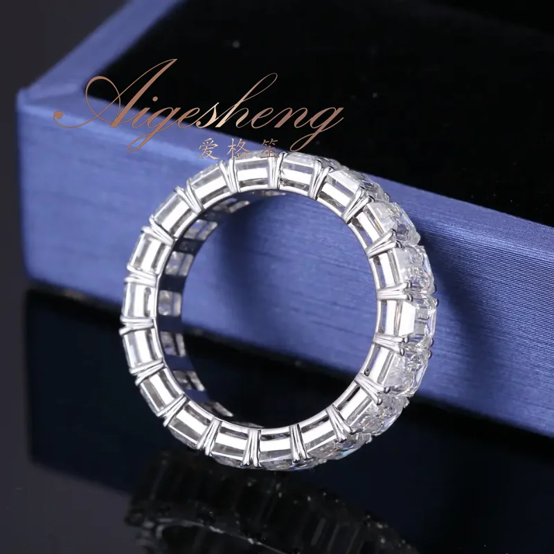 Aigesheng Pure Gold Jewelry Ring Real Diamond Baguette Cut Engagement Ring Wedding Ring For Women