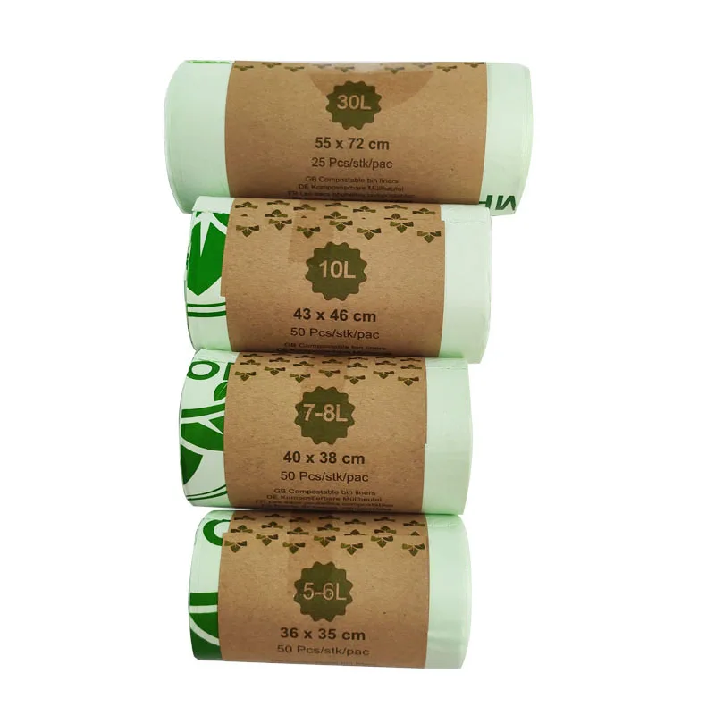 ASTM D6400 100% Eco friendly Corn starch Compostable plastic biodegradable kitchen garbage trash bag