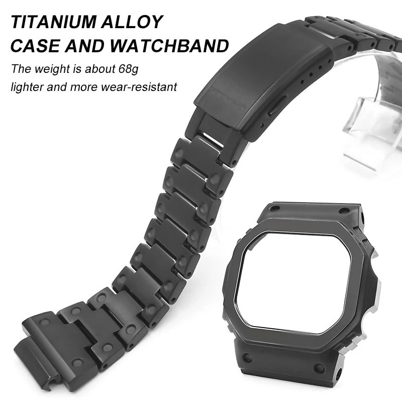 Titanium alloy case and watch band g shock DW5600 GWM5610 GW5000 Metal  Modification of watch case strap Frame Bracelet DW5600