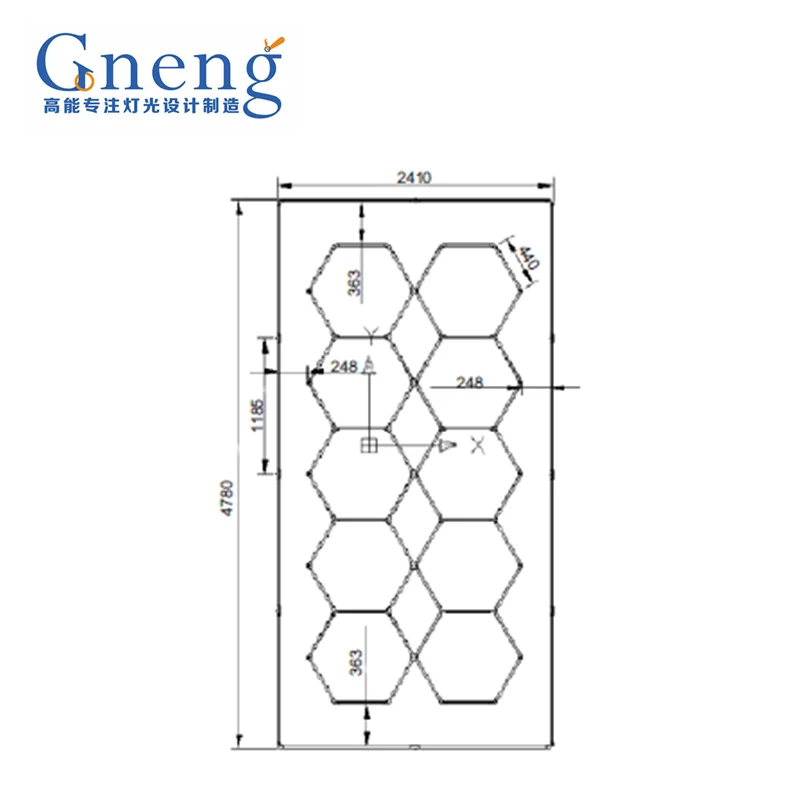 Deformable Light Weight Indoor Decoration Aluminum Wall Hexagon Detailing Car Work LED Shop Honeycomb Garage Ceiling Light
