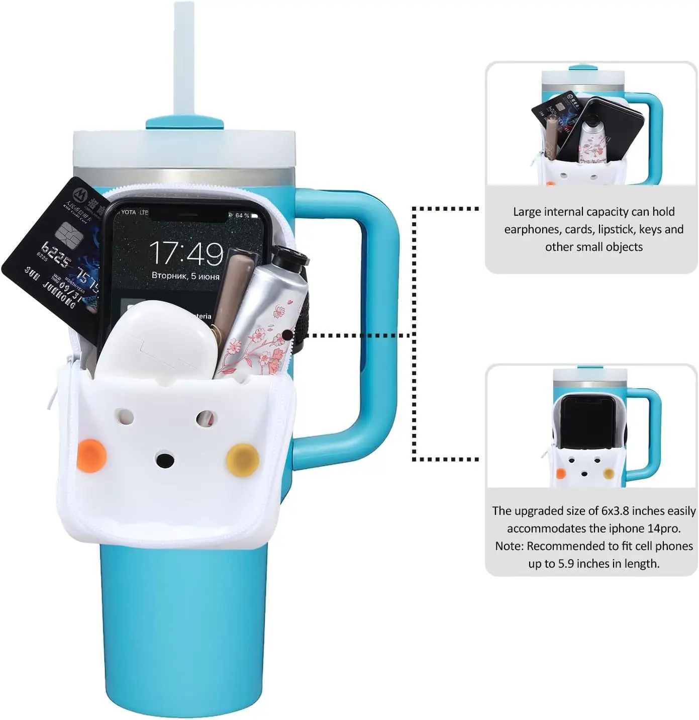 New Manufacturer bulk silicone pouch for tumbler ready to ship storage bag 40oz tumbler bag for mug suit stanly cups accessories