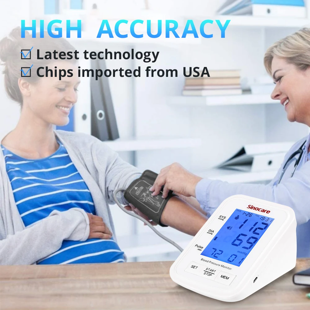  Sinocare 818 цифровой прибор для измерения артериального давления с трехцветным дисплеем и большим светодиодным