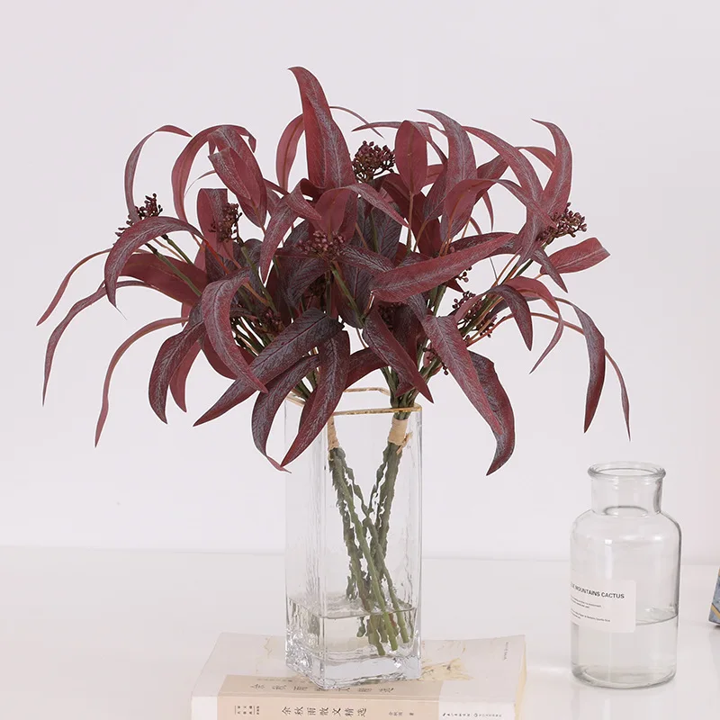 Artificial Flower Plant Greenery Artificial Eucalyptus Leaf Green Short Stem Olive Branches With Fruit For Wedding Decor
