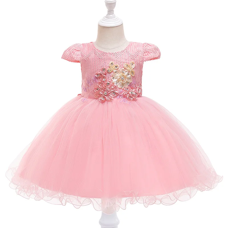 summer 2 Years Kids Evening Wear Dress Red Gauze Tulle Split Hem dress Baby Girl Birthday Party Dress for baby