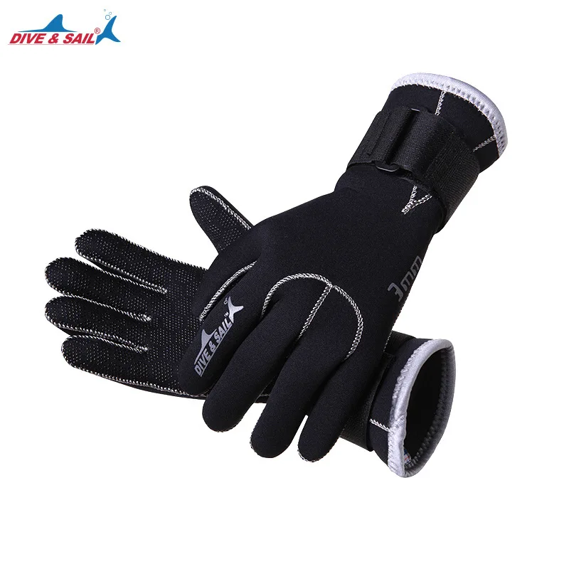 DIVE&SAIL 3mm Guantes de Neopreno Waterproof Anti Slip Flexible 5 Finger Neoprene Diving Gloves