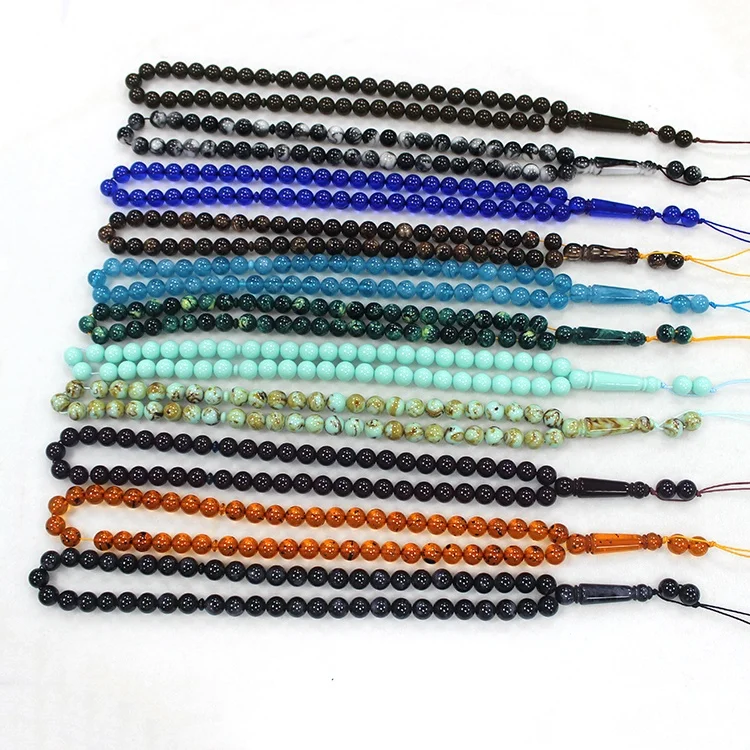 51pcs multi colored muslim beads prayer resin islamic rosary bracelet prayer beads