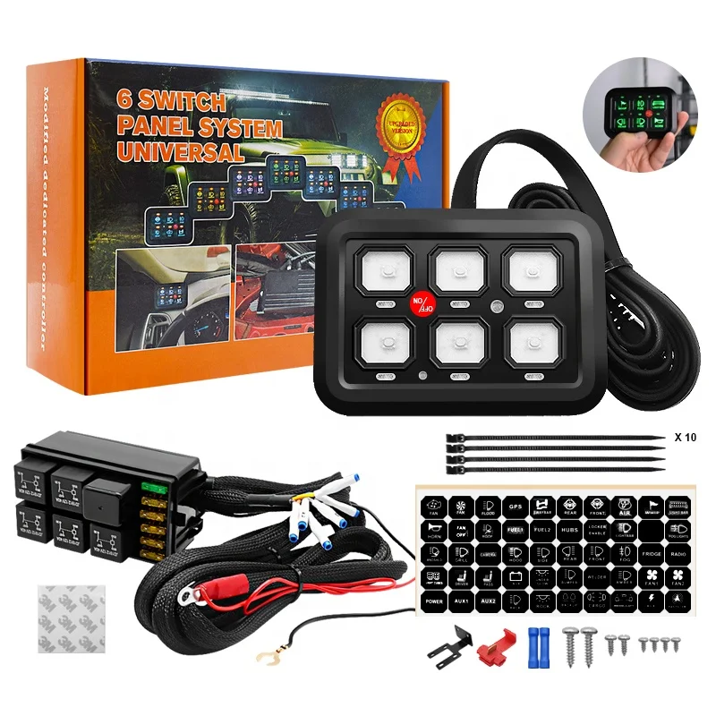 Универсальная автомобильная светодиодная панель с 6 переключателями ВКЛ./ВЫКЛ., плавленый Контроль питания, электронная релейная система для Jeep Wrangler UTV