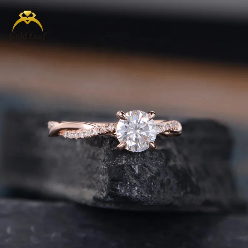 Goldleaf Fine Jewelry custom ring 14k solid gold vvs moissanite wedding band ring 1.2ct lab grown diamond engagement ring
