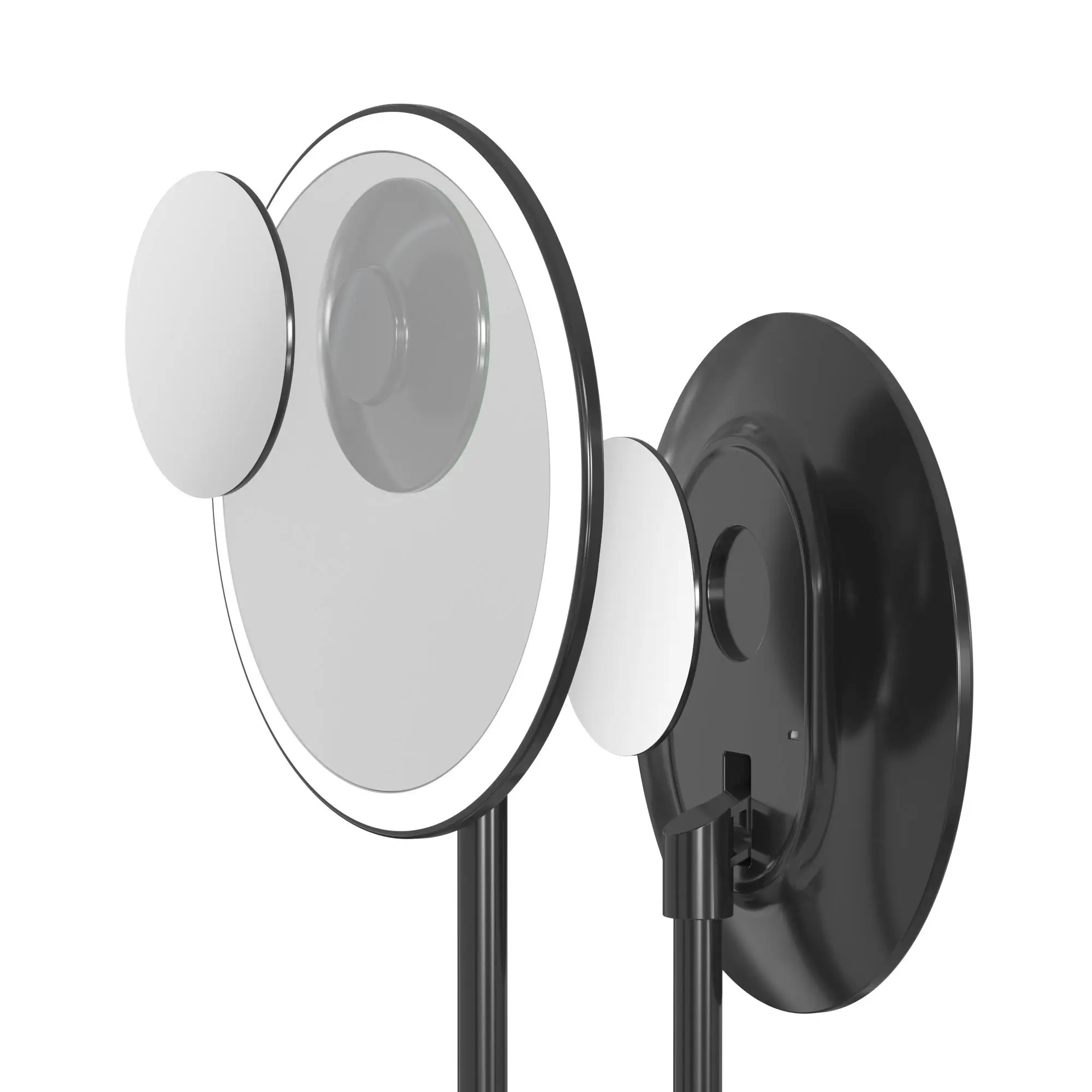 Stylish Design Plastic Makeup Vanity Mirror With Light Round Shape Black Color