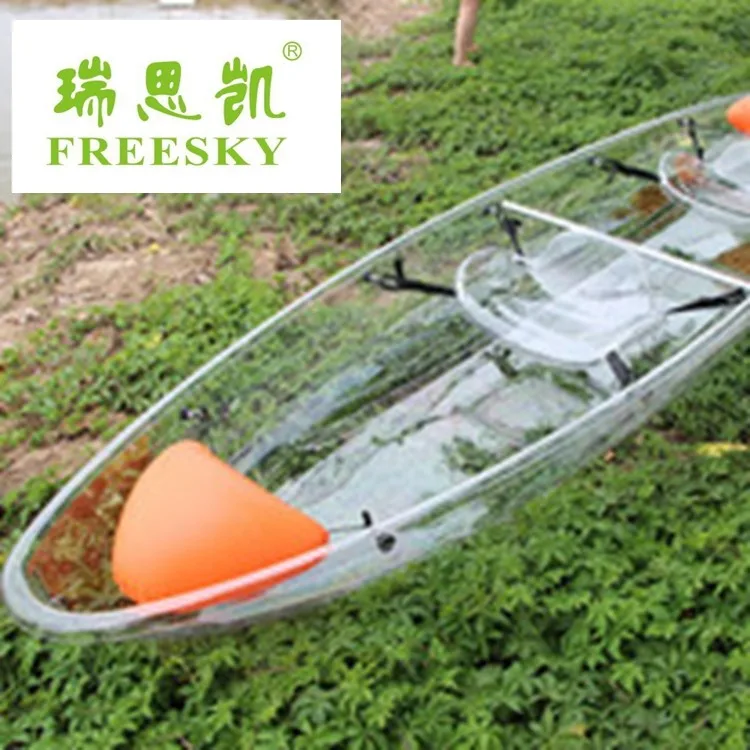 
Wholesale cheap plastic see through bottom crystal clear transparent kayaks with paddles <span style=
