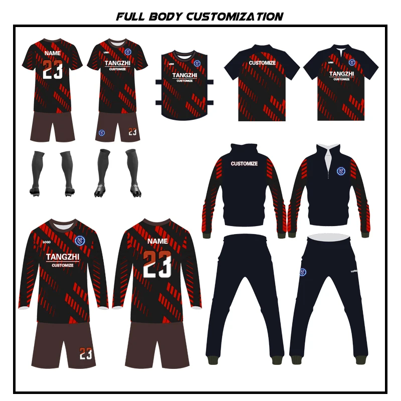 2024 Unisex High Quality Soccer Wear Set Hot Selling Digital Print Tailored Football Uniform for Adult Men and Women