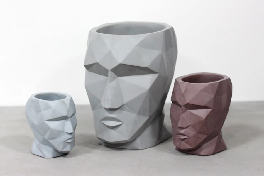 Human face human head home decor concrete flower pot