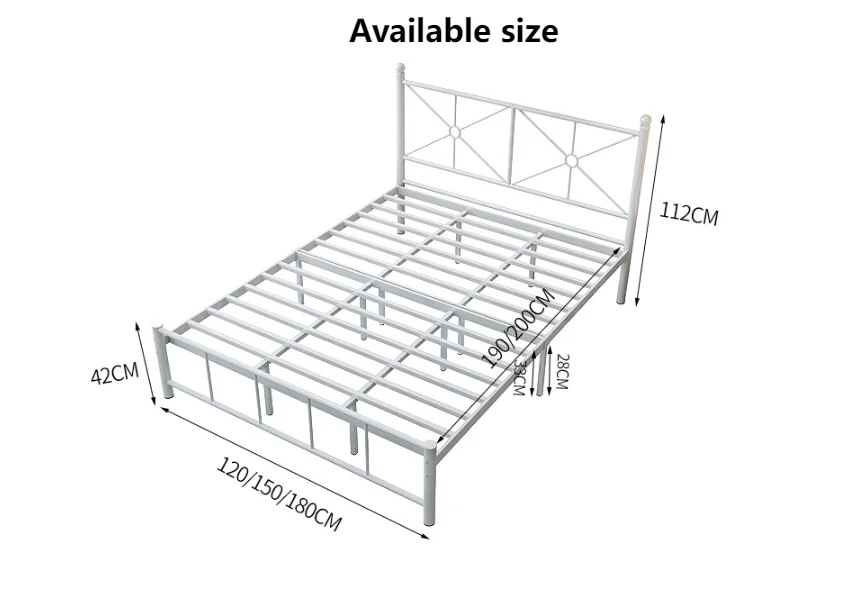 Elegant Home Products Vintage Beds Full Size Bed Frame with Headboard Heavy Duty Metal Platform Bed Frame Steel Slat Support