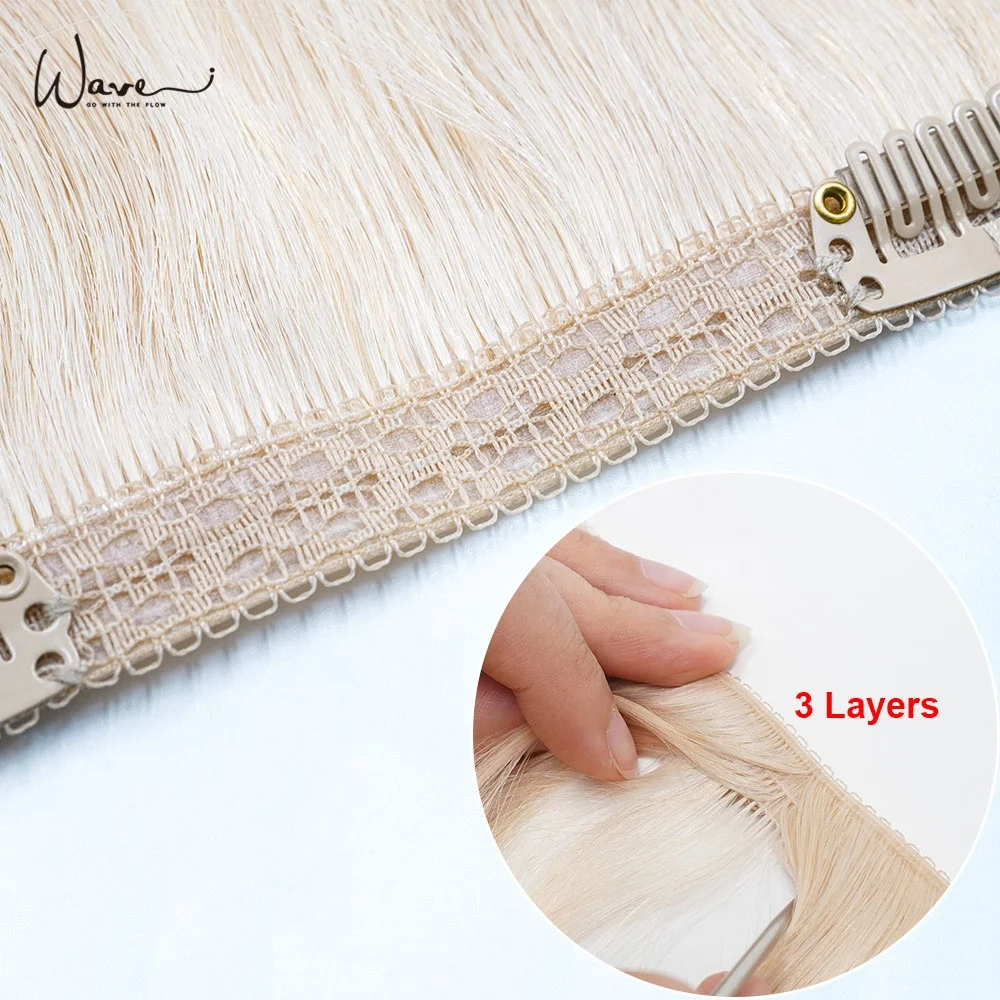 Human Hair Weft Extensions Clip-in Triple Layers 100% Human Hair Genius Weft Hair Extensions