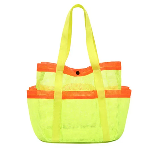 Custom Fashion Eco Friendly Casual Lightweight Transparent Mesh Beach Bag Large Capacity Net Tote Beach Bag For Summer Travel